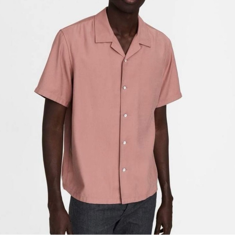 Rag & Bone Avery Camp Collar Voile Shirt Dusty Pink Medium